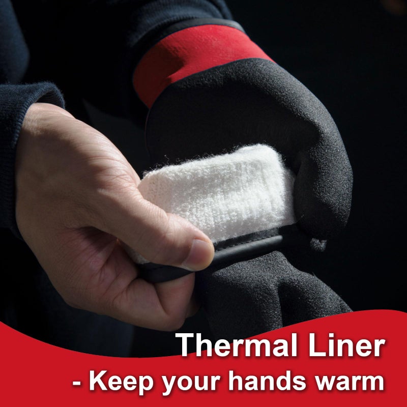 KAYGO Waterproof Thermal Work Gloves, Double Latex Coated, Good Grip and Dexterity, Insulated Liner Warm for Freezer Storage Cold Weather Fishing Winter Outdoor Jobs, KG145W,Small, Red - Image 3